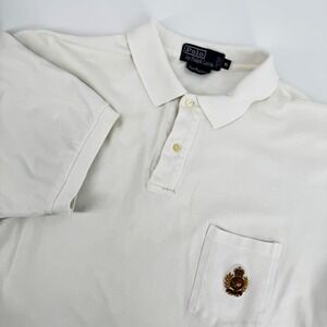 Vintage Polo Ralph Lauren Big Shirt Polo White Crest Logo USA Made XL Flaws